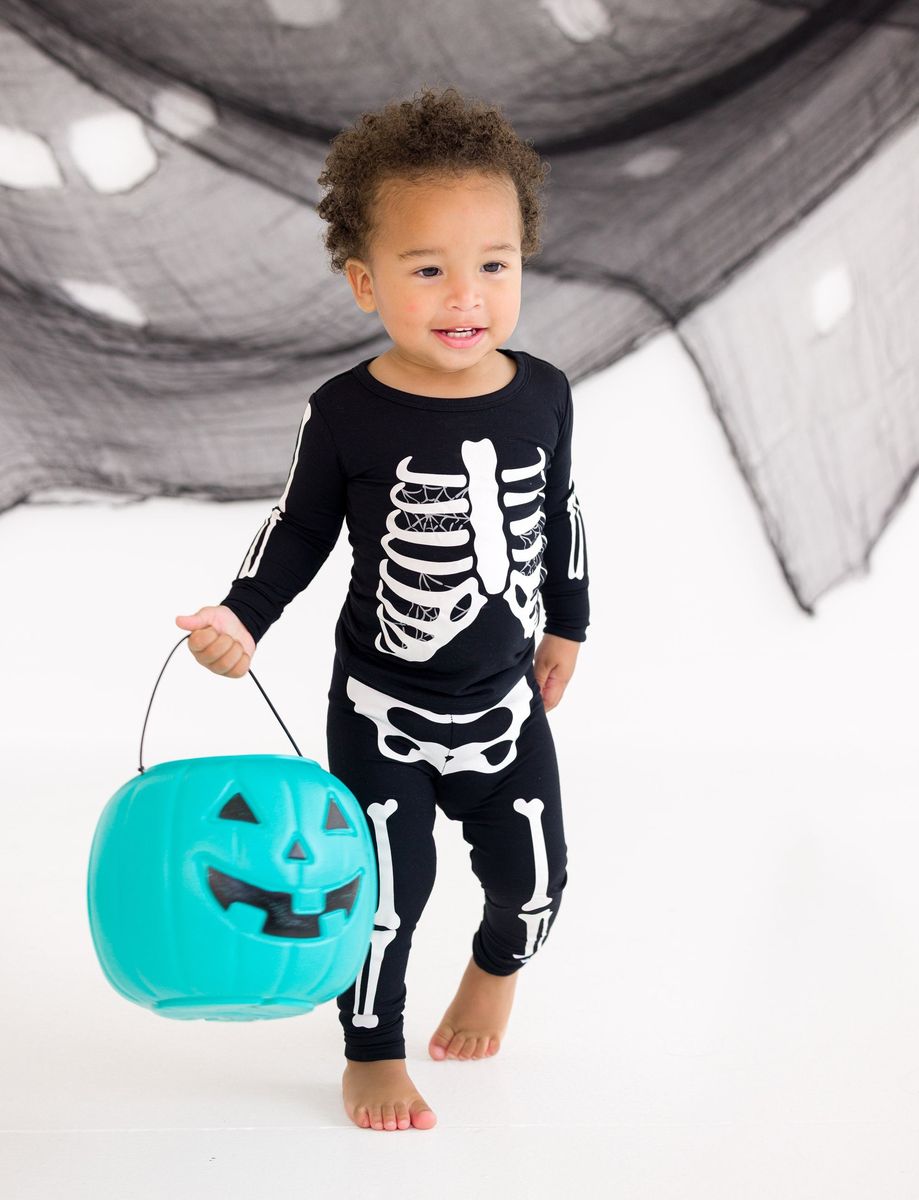 Birdie Bean Bones With Gray Webs Glow-In-The-Dark Bamboo Viscose Pajama Set