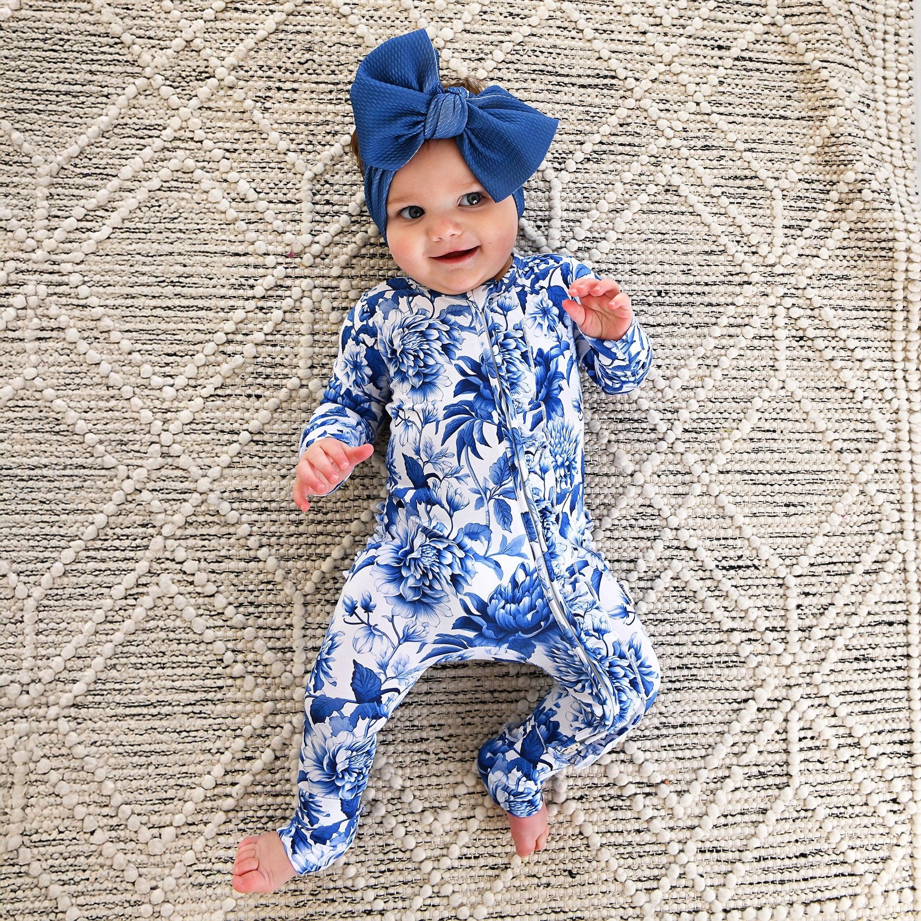 Gigi and Max Hattie Bamboo Viscose Ruffle Zip Footie