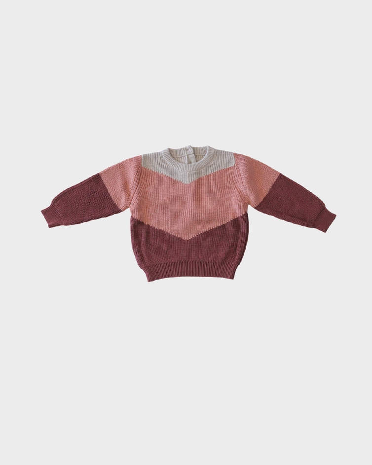 Babysprouts Tri-Color Knit Sweater in Berry Babysprouts Tri-Color Knit Sweater in Berry