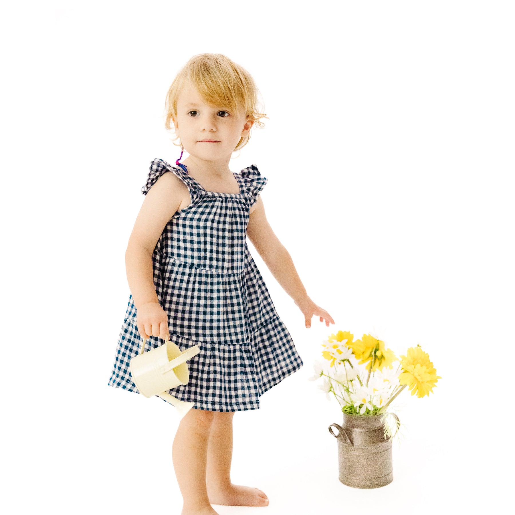 Angel Dear Navy Gingham Muslin Twirly Sundress