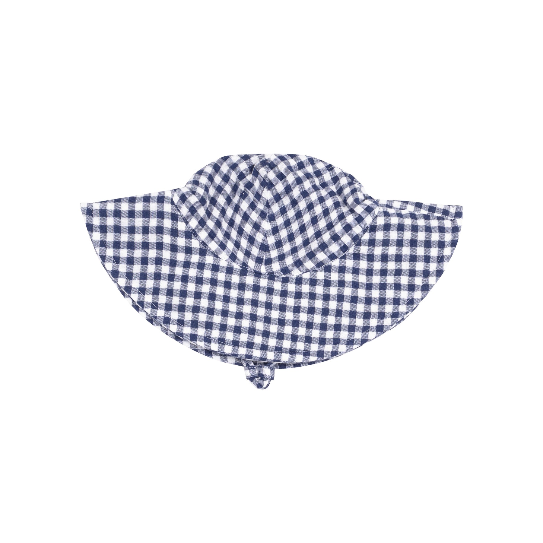 Angel Dear Navy Gingham Muslin Wide Brim Sunhat