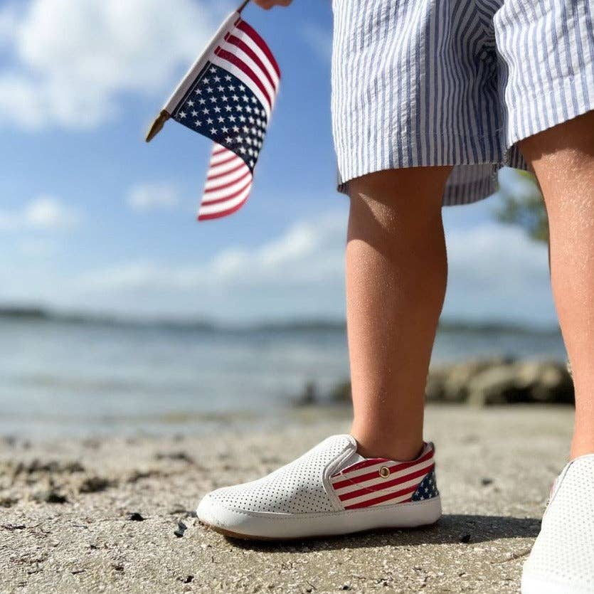 Little Love Bug Company Patriotic Sand Quinn Slip On Shoes Little Love Bug Company Patriotic Sand Quinn Slip On Shoes