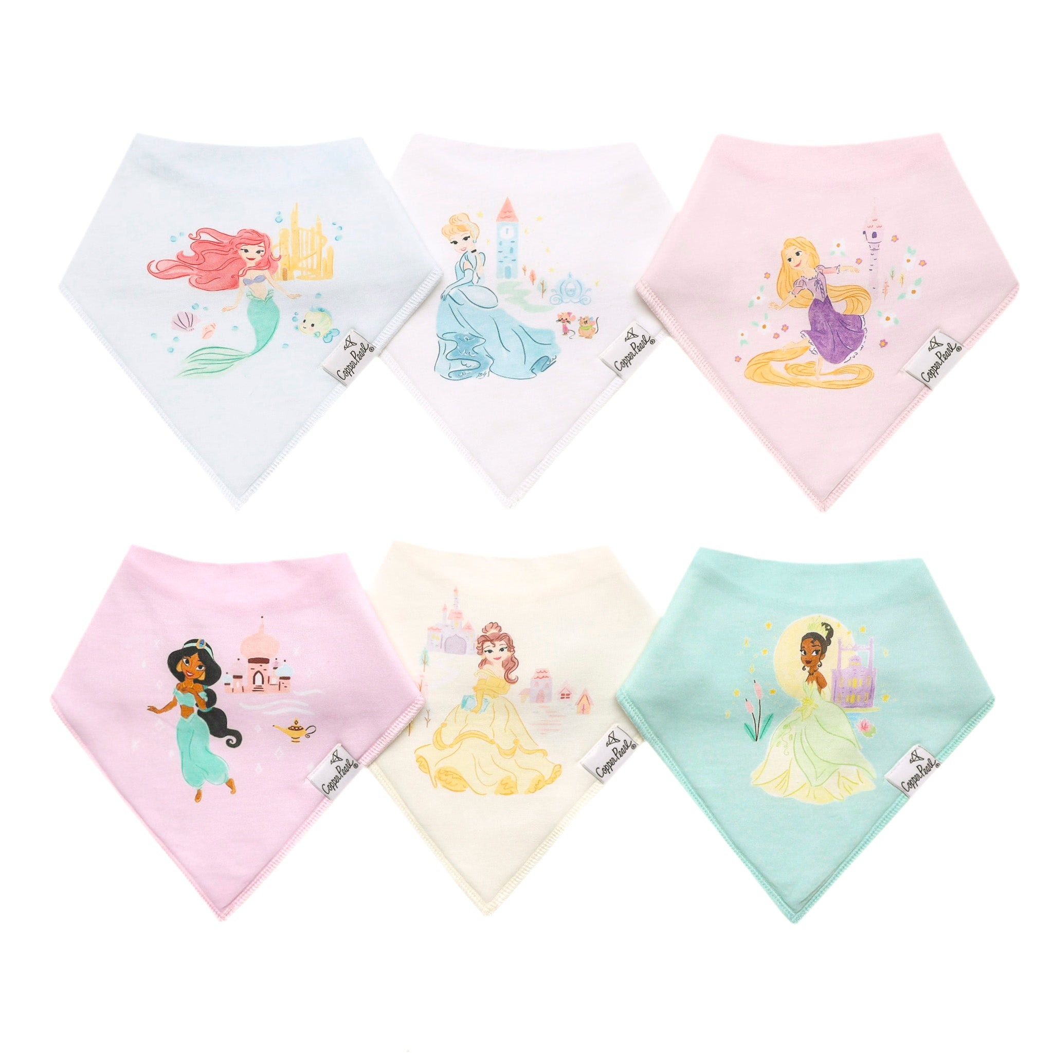 Copper Pearl Disney Princess Bandana Bib Set 6-Pack Copper Pearl Disney Princess Bandana Bib Set 6-Pack