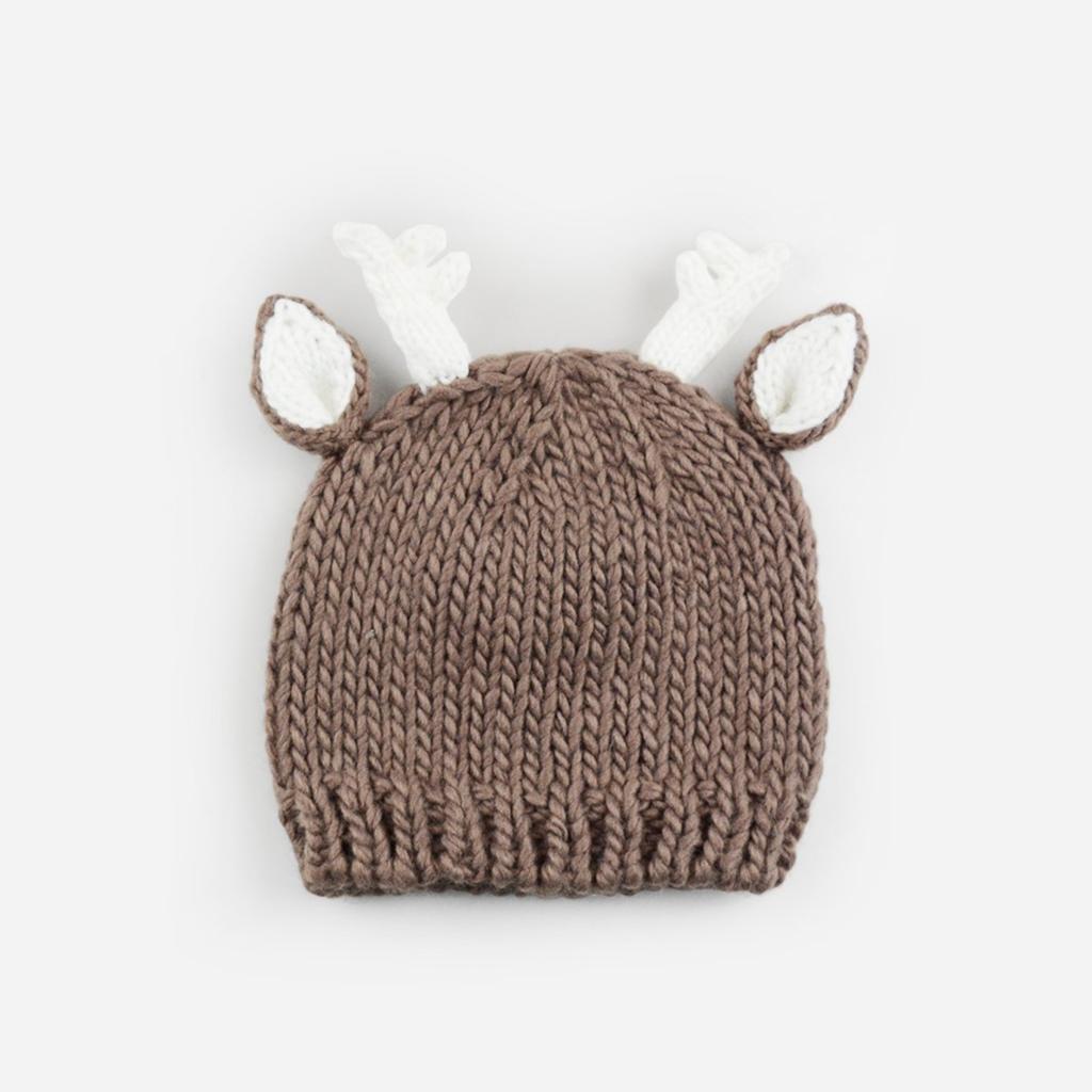 The Blueberry Hill Hartley Deer Hand Knit Hat in Tan