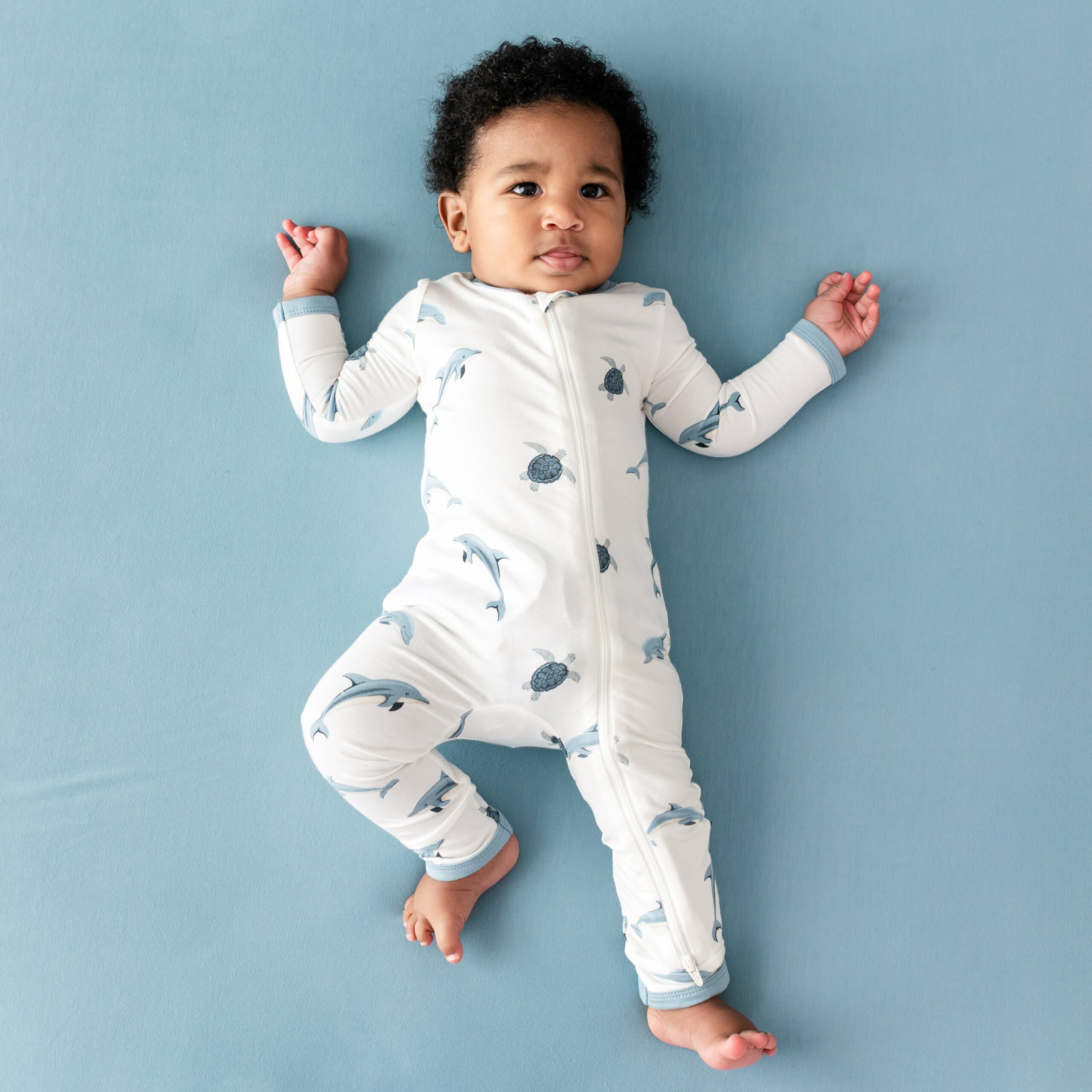 Kyte BABY Zippered Romper in Dolphin