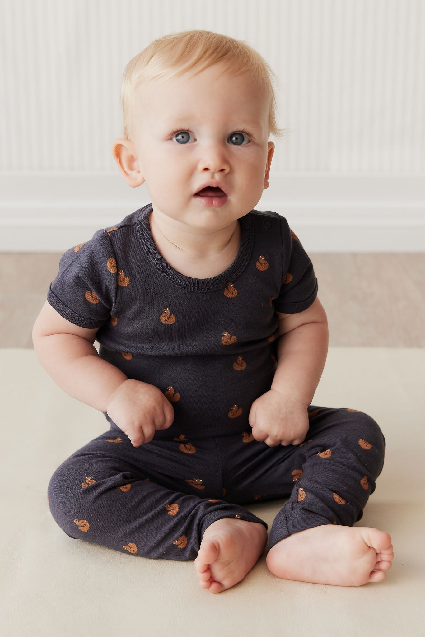 Jamie Kay Organic Cotton Hudson Short Sleeve Bodysuit in Fox Cubs Constellation Jamie Kay Organic Cotton Hudson Short Sleeve Bodysuit in Fox Cubs Constellation