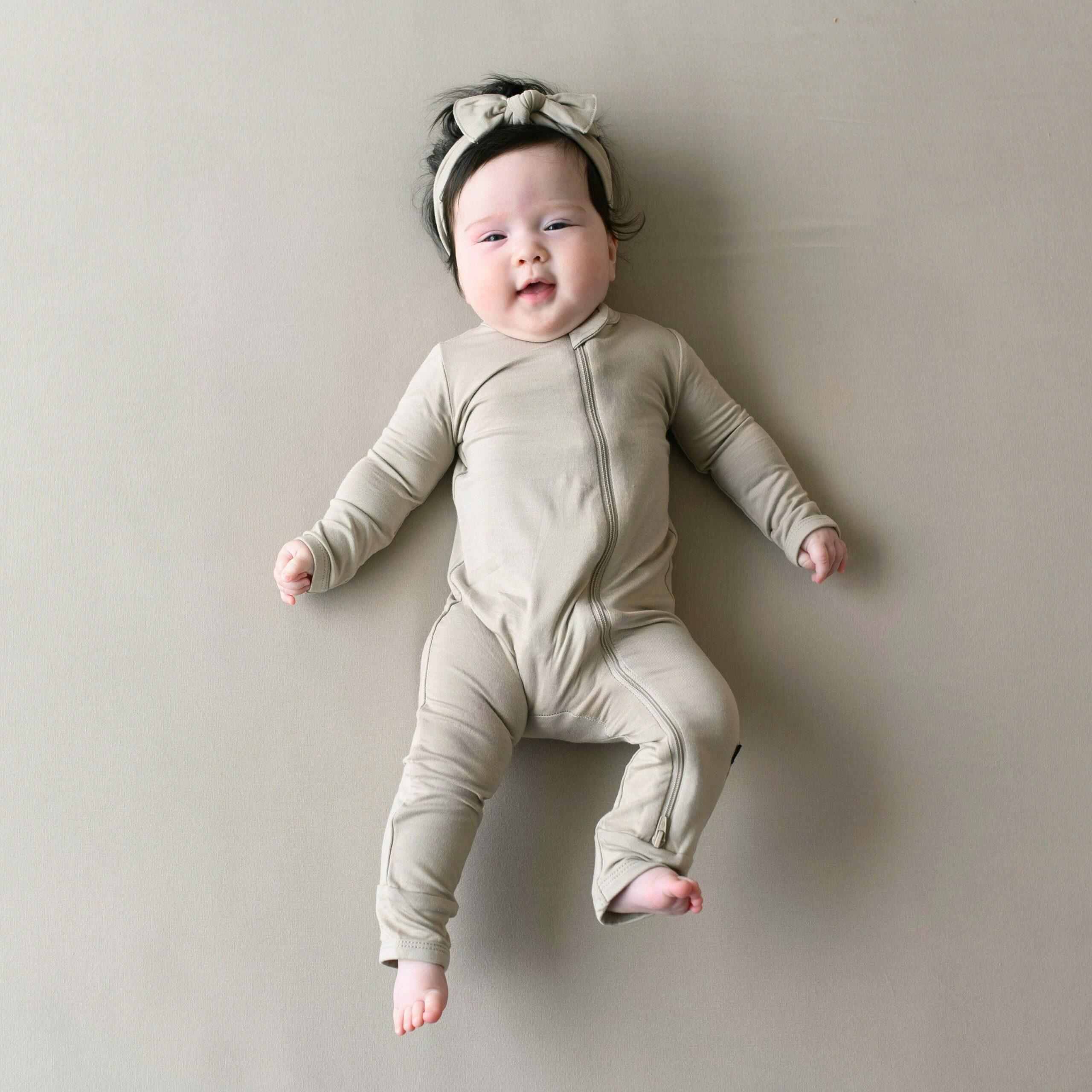 Kyte BABY Zippered Romper in Almond
