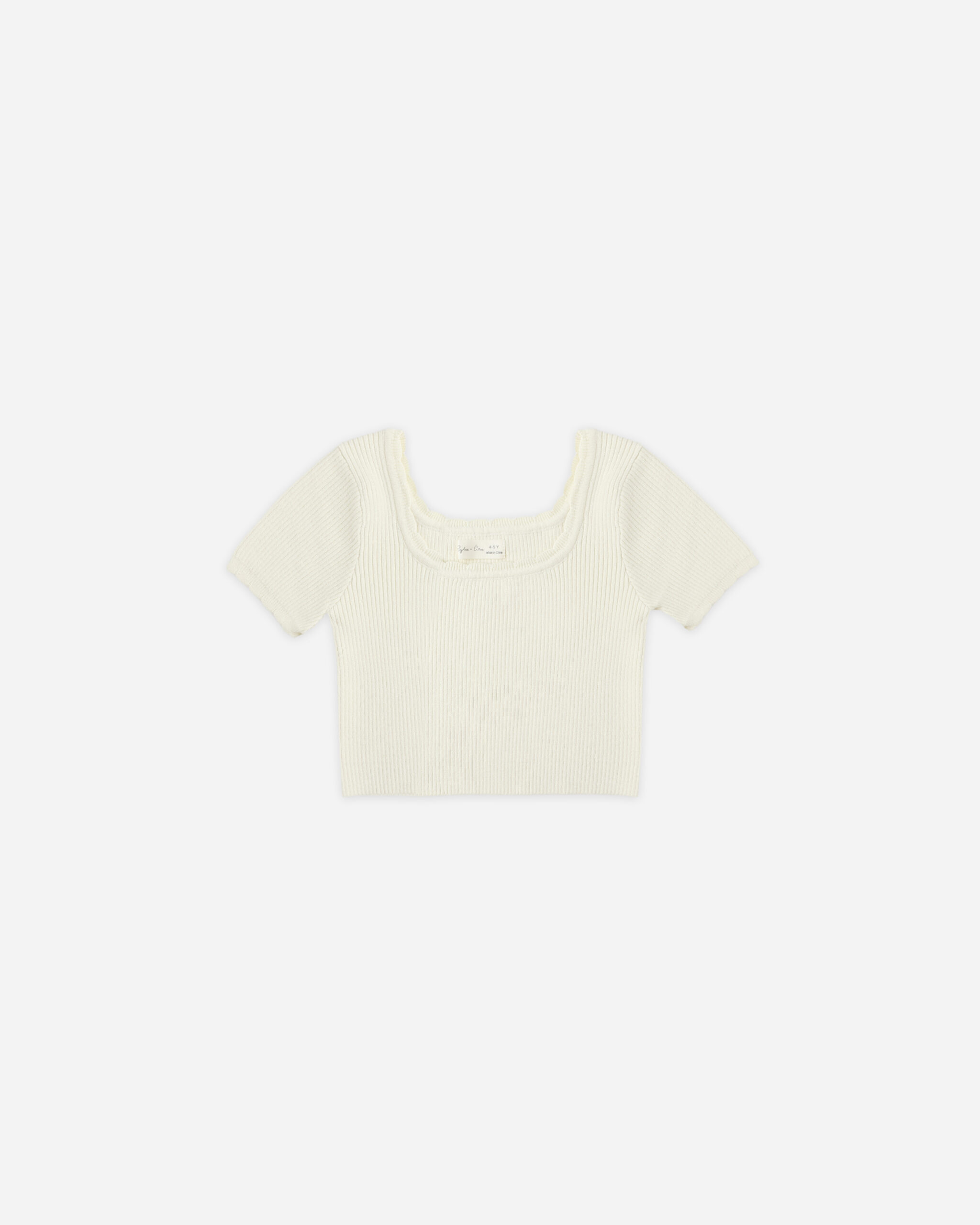 Rylee & Cru Scallop Tee In Natural