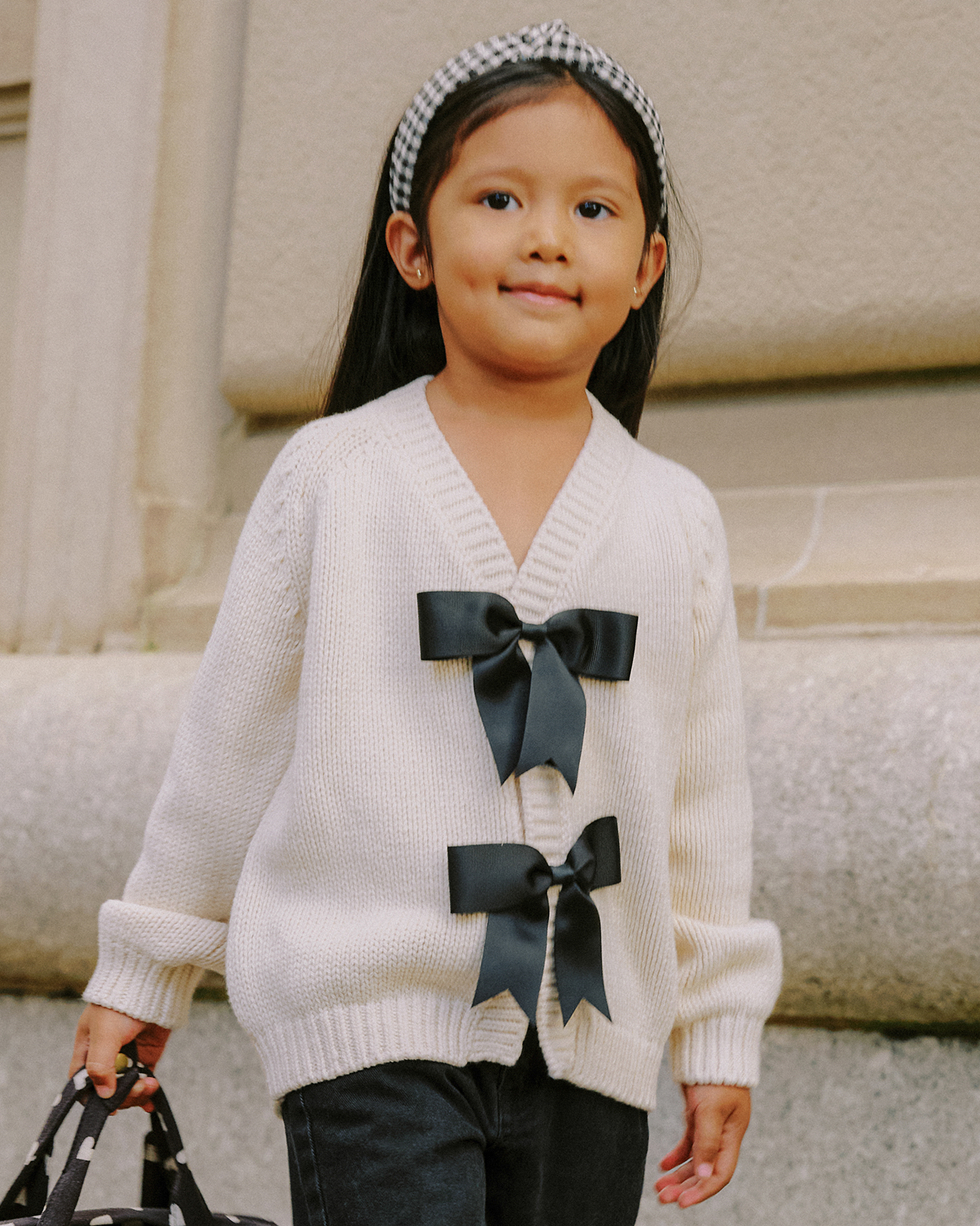 Rylee & Cru Bow Cardigan In Natural